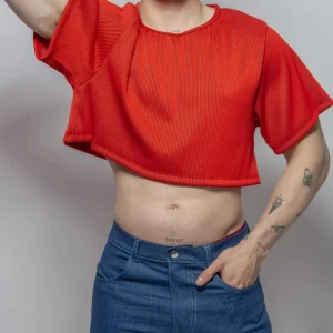 Cropped Rojo manga corta