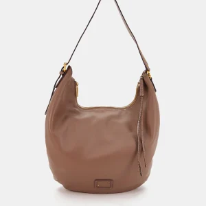 Bolso de hombro en piel taupe