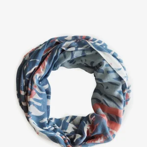 Pañuelo de mujer de viscosa con print hojas en azul