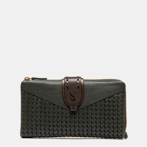 Cartera grande en piel verde