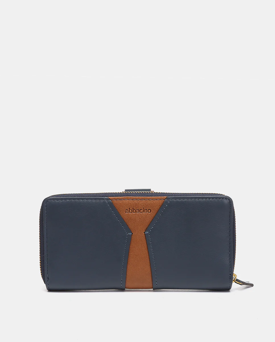 Cartera grande en piel azul - Imagen 4