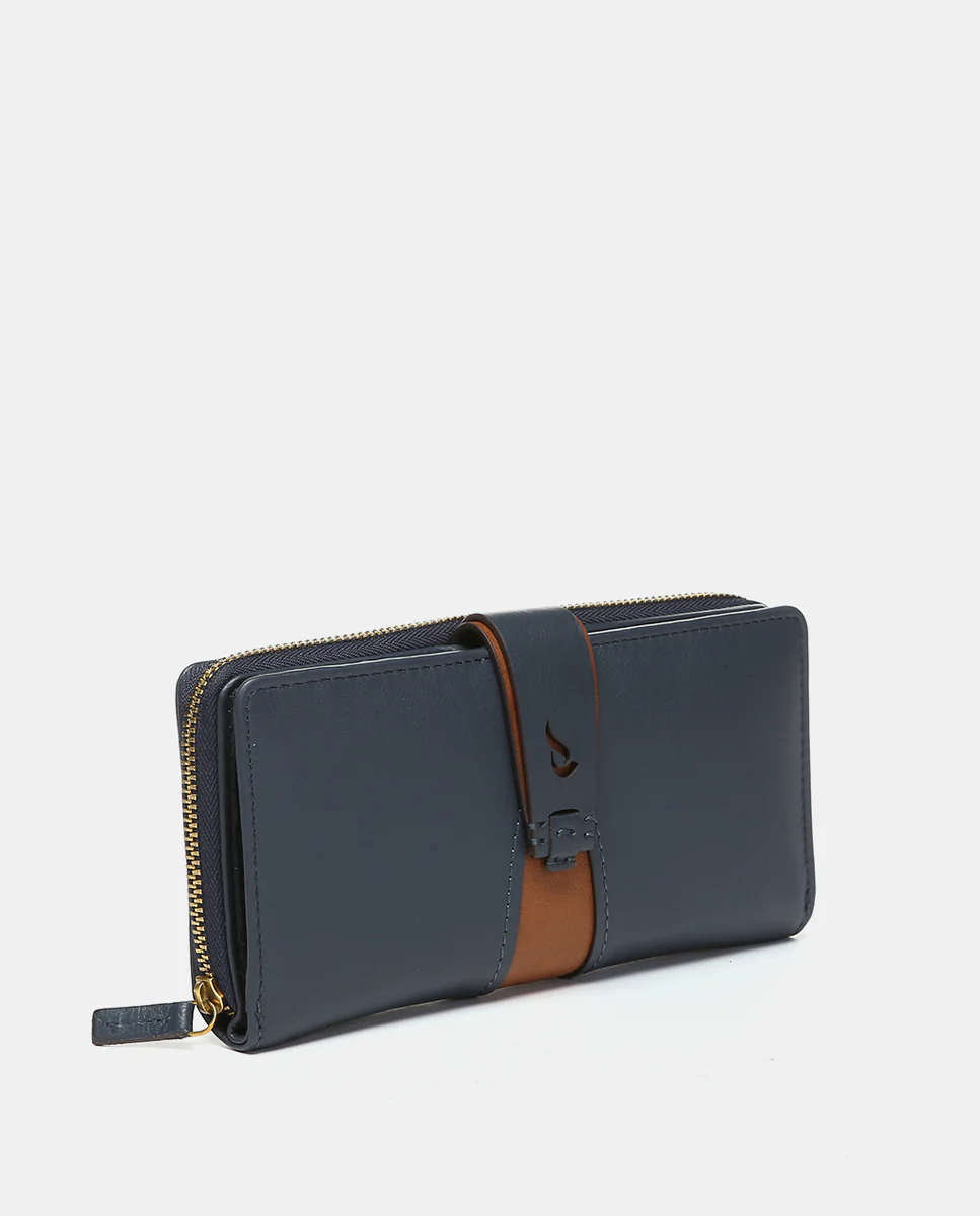 Cartera grande en piel azul - Imagen 5