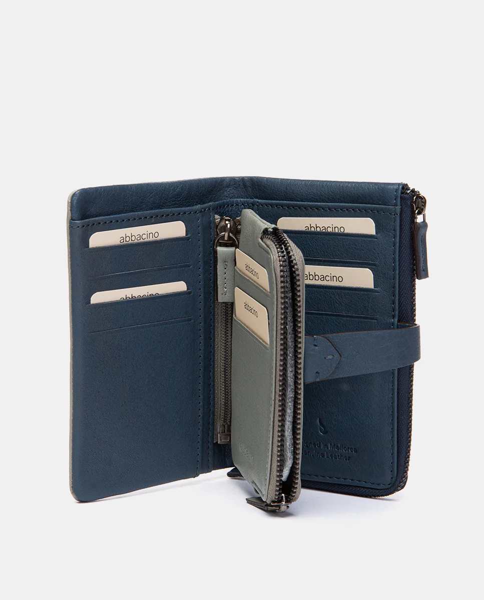 Cartera mediana en piel azul - Imagen 3