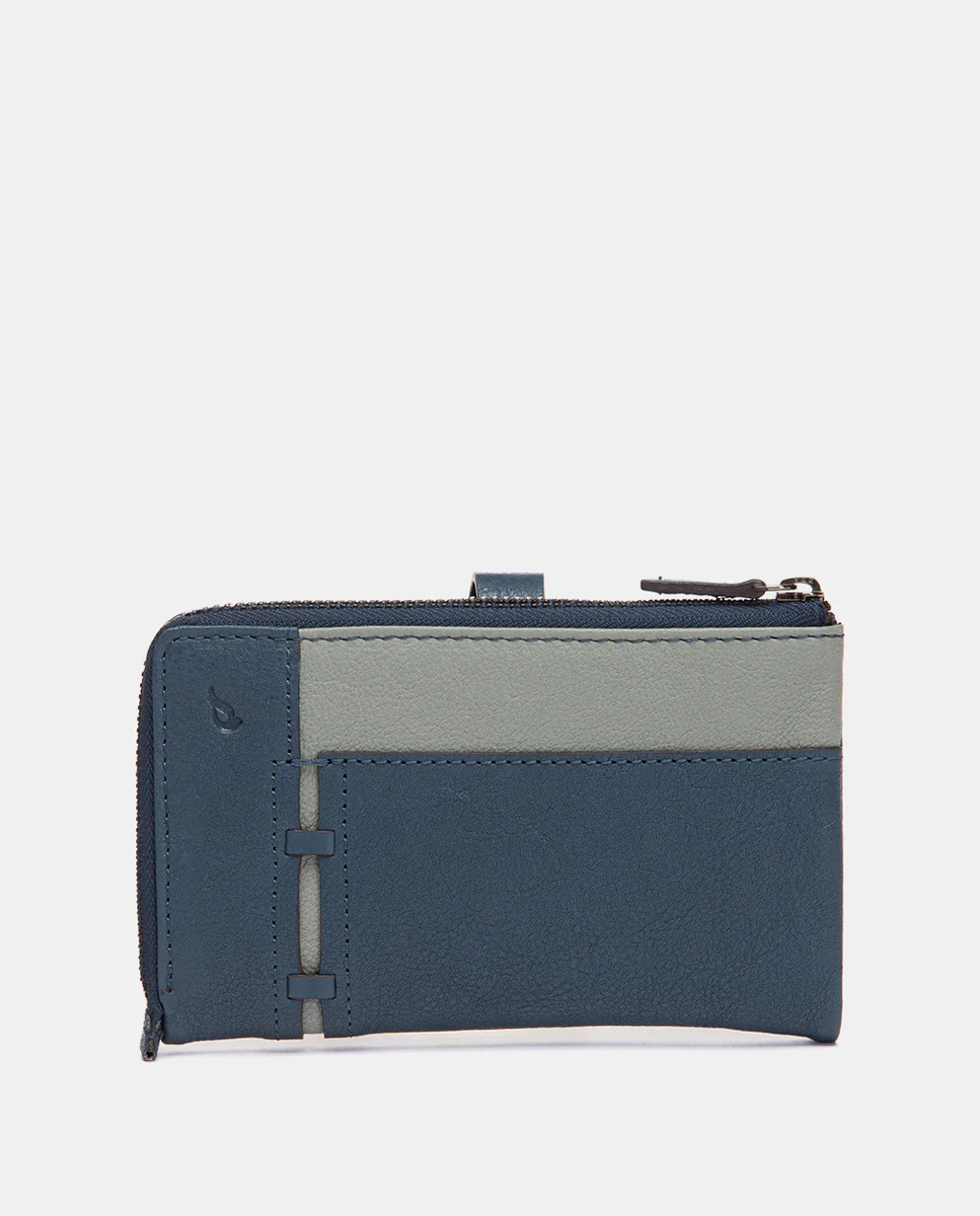 Cartera mediana en piel azul - Imagen 4