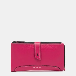 Cartera grande de piel fucsia