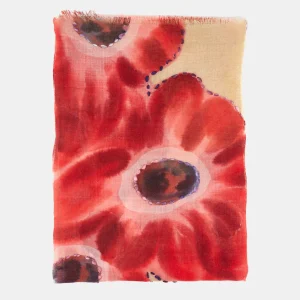 Pañuelo de lana con estampado floral rojo