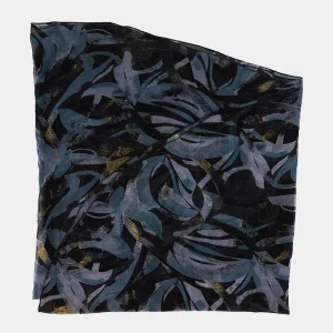 Pañuelo de viscosa con estampado abstracto negro