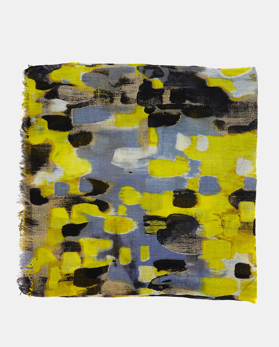 Pañuelo de viscosa con estampado abstracto negro