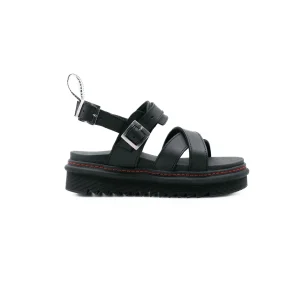 Sandalias Offlander, Tipo Romana, Piel Crazy, Negro, Tiras Cruzadas