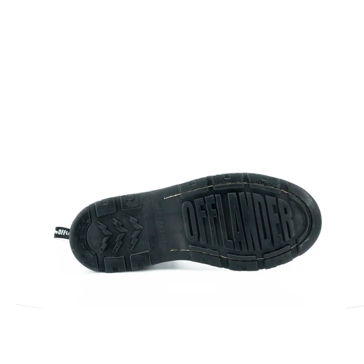 Botas Offlander, Tipo Militar, Piel Crazy, Negro, Huesos Morados Bordados - Imagen 6