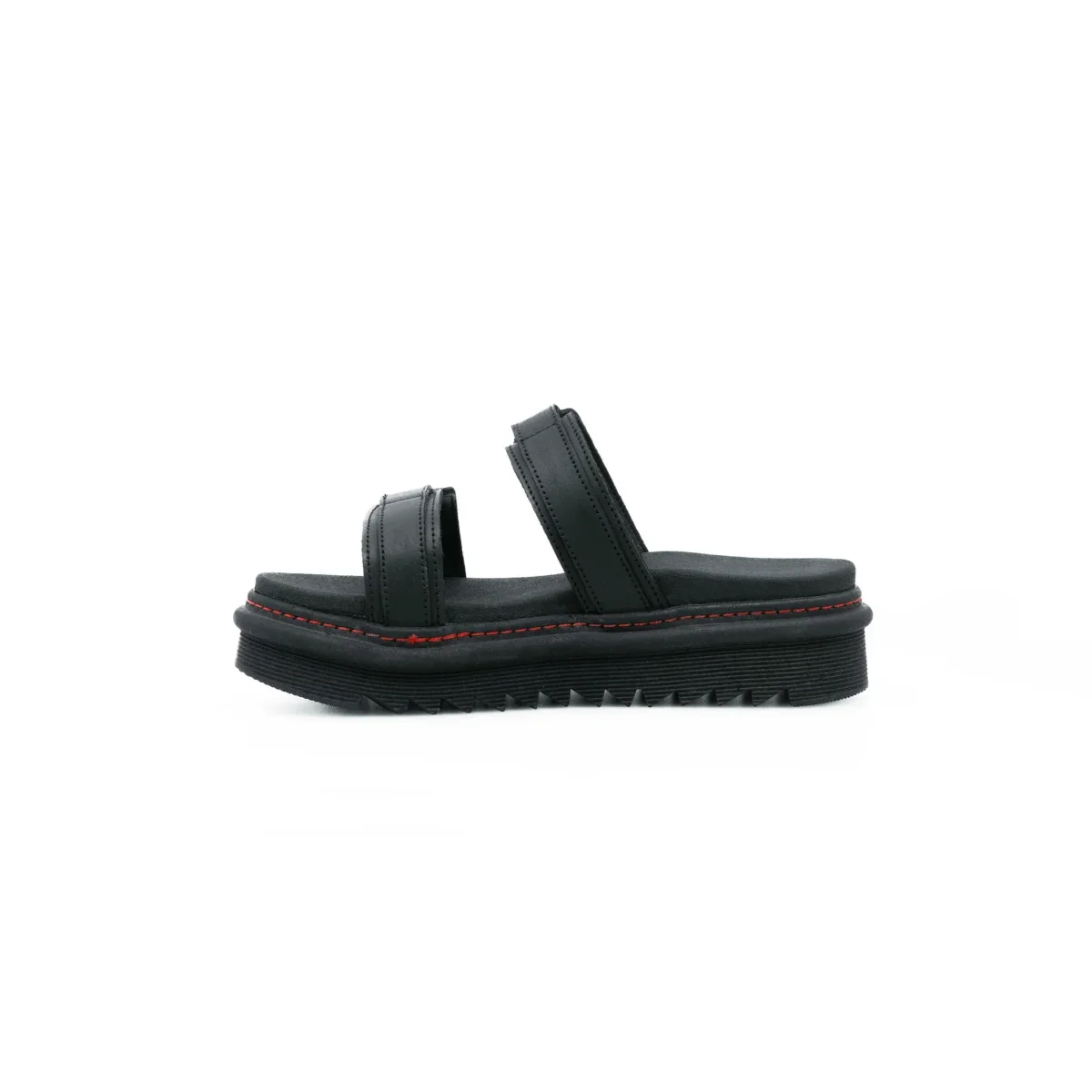 Sandalias Offlander, Tipo Romana, Piel Crazy, Negro, Dos Látigos - Imagen 3