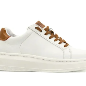 Tenis Offlander, Tipo Choclo, Piel Napa, Blanco y Miel